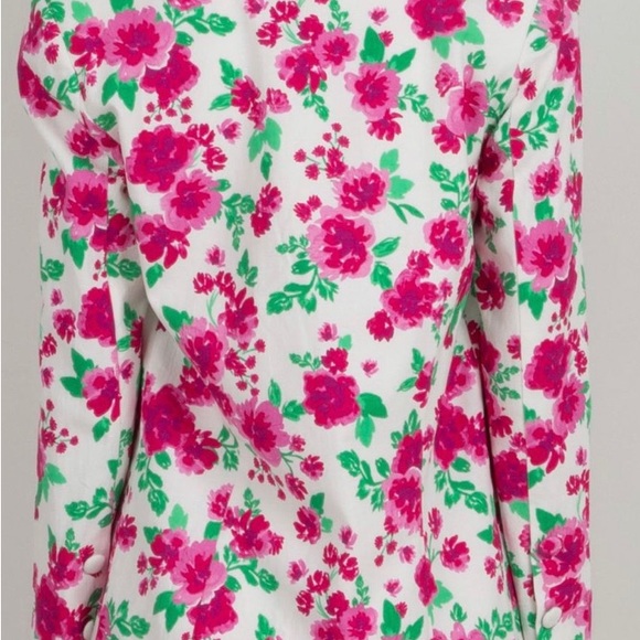 For Love & Lemons Tanner Boyfriend Linen Blend Blazer Floral Print Women Sz XL - Picture 6 of 11